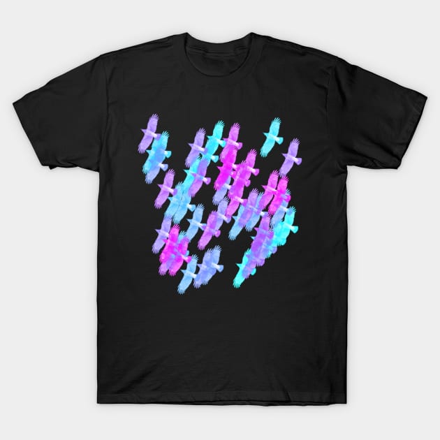 Murder of Crows in Cyan to Magenta Gradient T-Shirt by TRIME